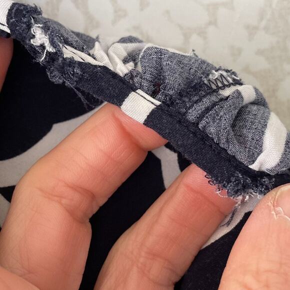 Crown & Ivy Navy, White 3/4 Sleeve Peasant Top, Embroidered, Pom Pom Fringe, XXL - Picture 10 of 12